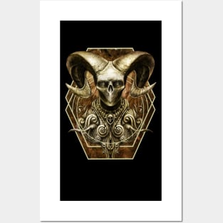 ORNAMENTAL SKULL HORN EVIL Posters and Art